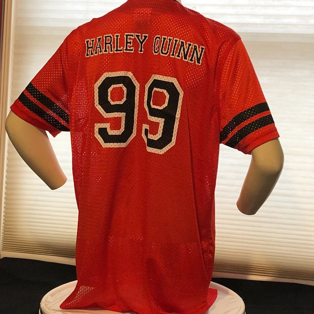 DC Comics red Harley Quinn button down mesh shirt - Picture 4 of 5